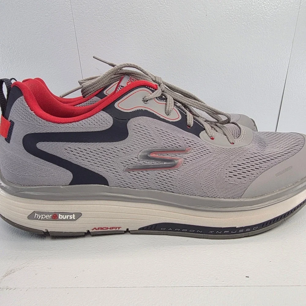 Skechers‎ Go Walk Mens Size 13 Grey Red Arch Fit Hyper Burst Athletic Shoes